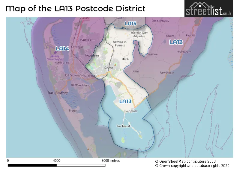 Map of the LA13 and surrounding districts