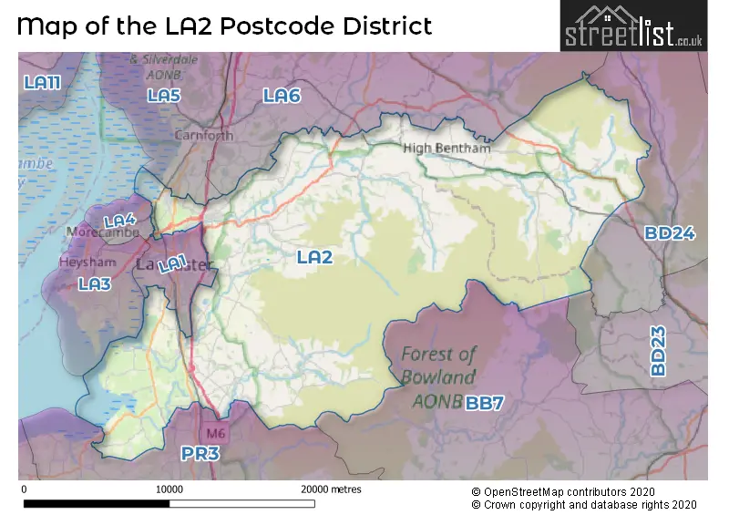 Map of the LA2 and surrounding districts