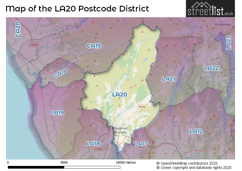 Map of the LA20 and surrounding districts
