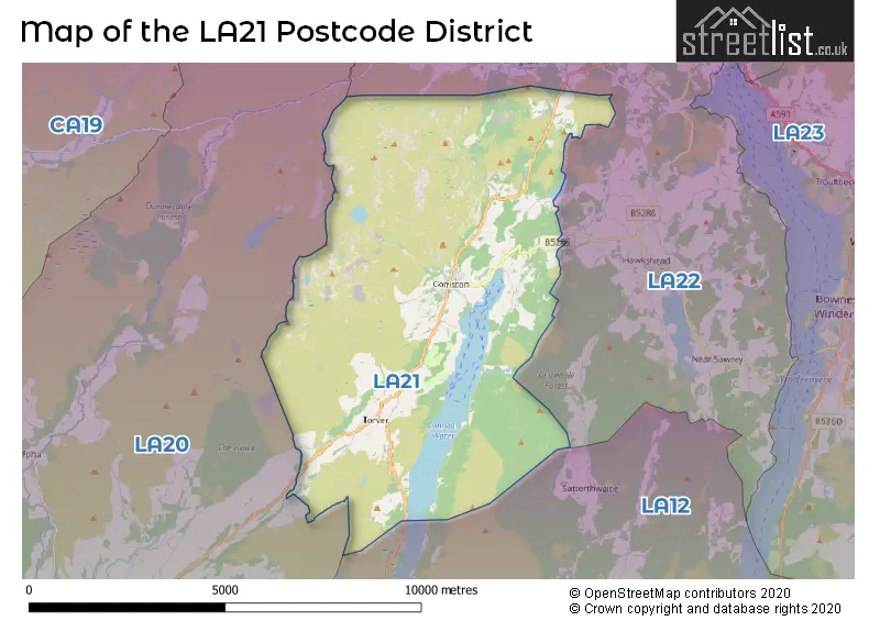 Map of the LA21 and surrounding districts