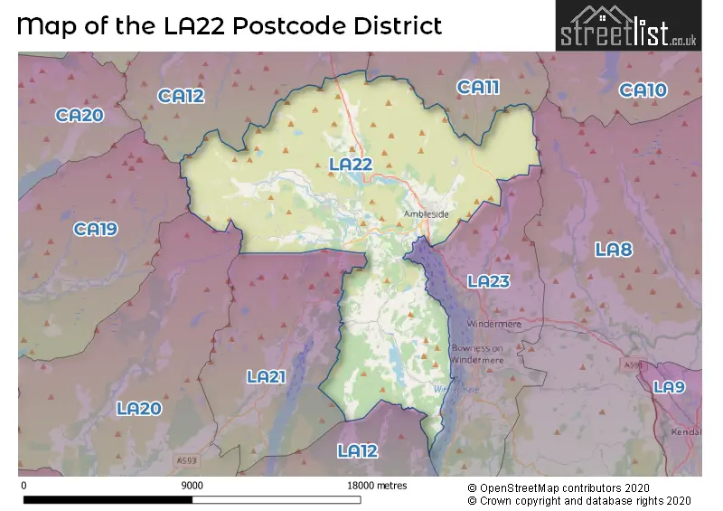 Map of the LA22 and surrounding districts