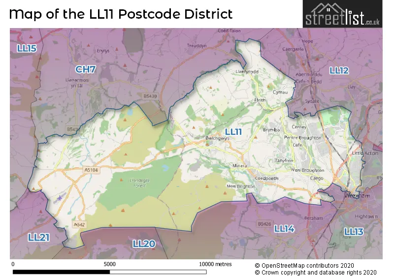 Map of the LL11 and surrounding districts