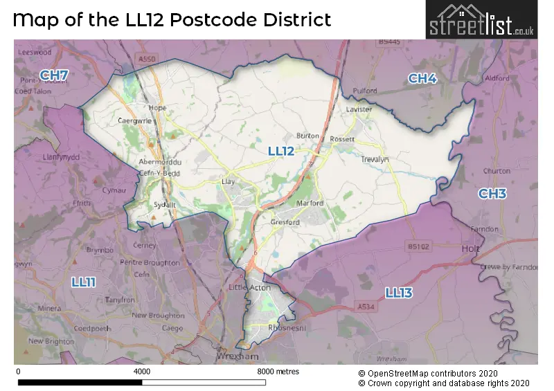 Map of the LL12 and surrounding districts