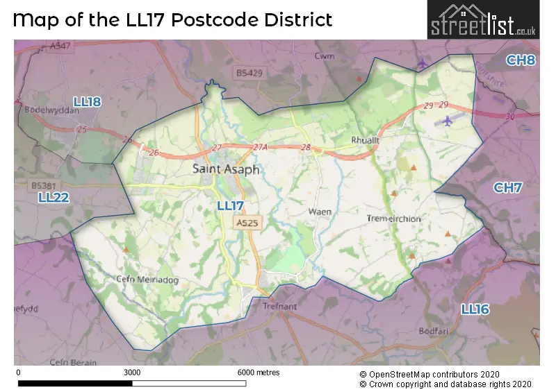 Map of the LL17 and surrounding districts