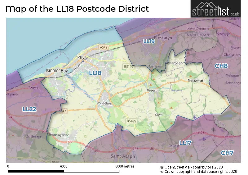 Map of the LL18 and surrounding districts