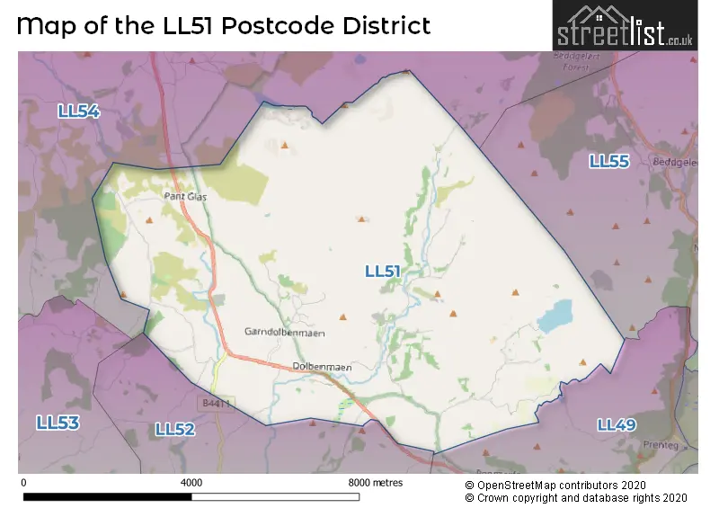 Map of the LL51 and surrounding districts