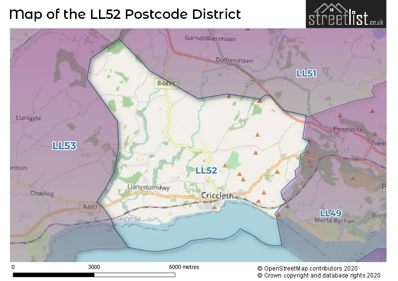 Map of the LL52 and surrounding districts