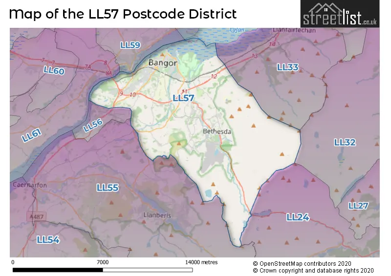 Map of the LL57 and surrounding districts