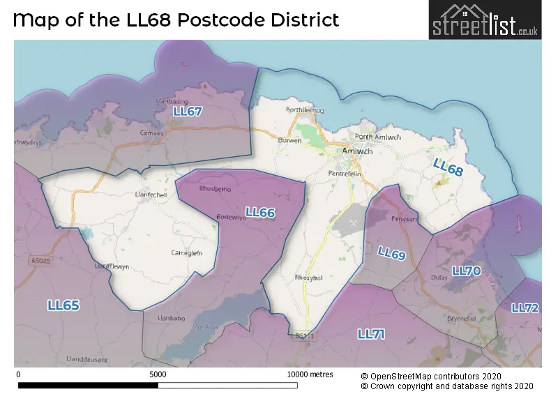 Map of the LL68 and surrounding districts