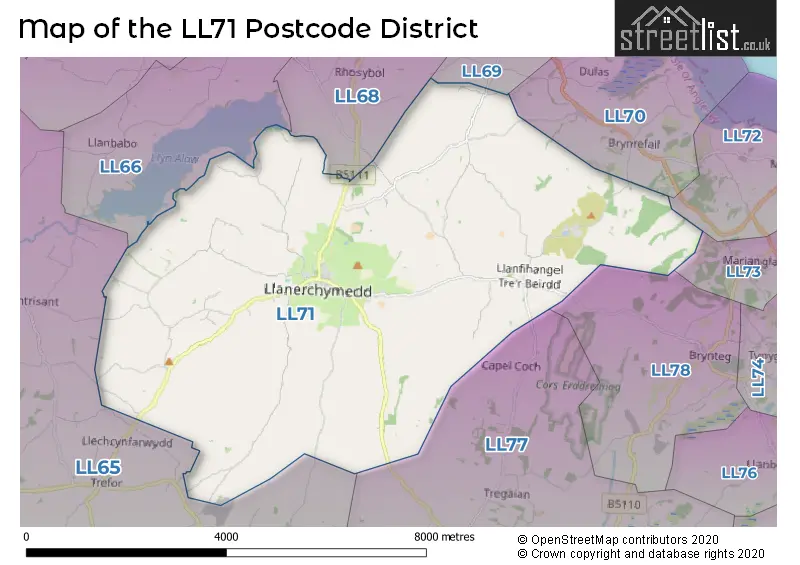 Map of the LL71 and surrounding districts