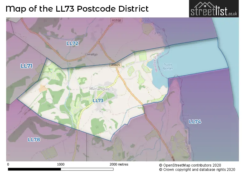 Map of the LL73 and surrounding districts