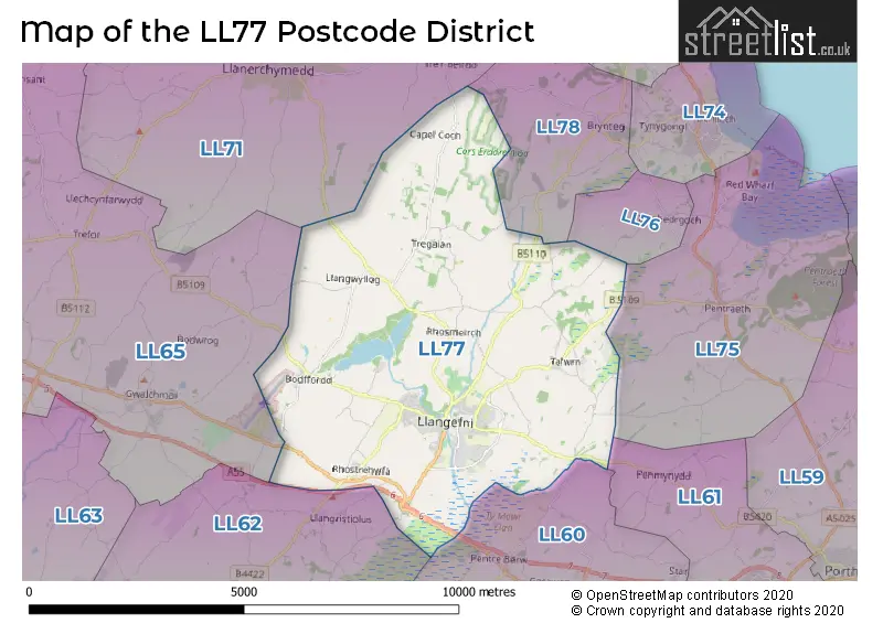 Map of the LL77 and surrounding districts