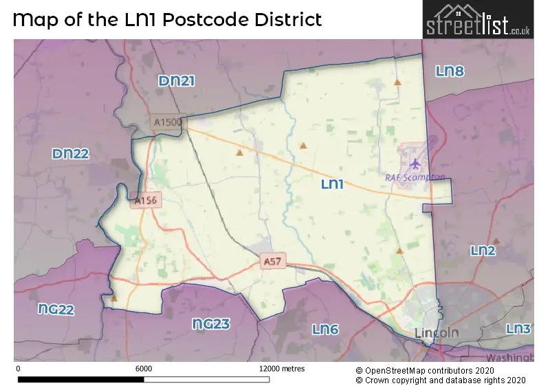 Map of the LN1 and surrounding districts