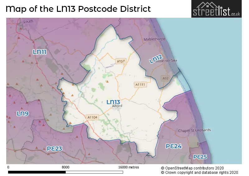 Map of the LN13 and surrounding districts