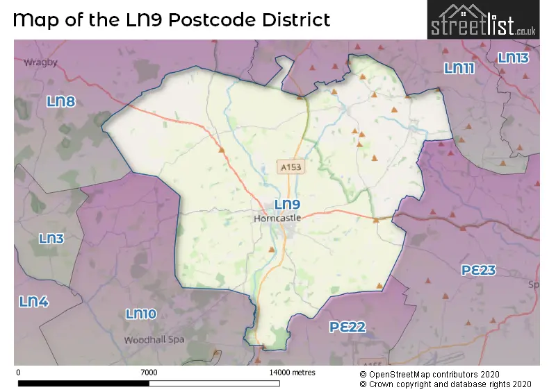 Map of the LN9 and surrounding districts