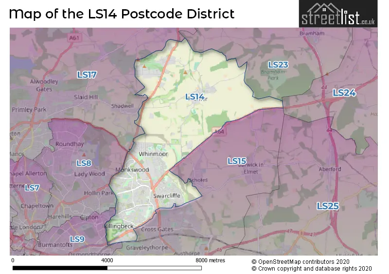 Map of the LS14 and surrounding districts