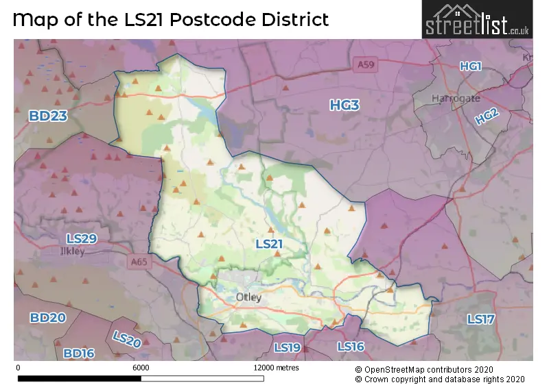 Map of the LS21 and surrounding districts
