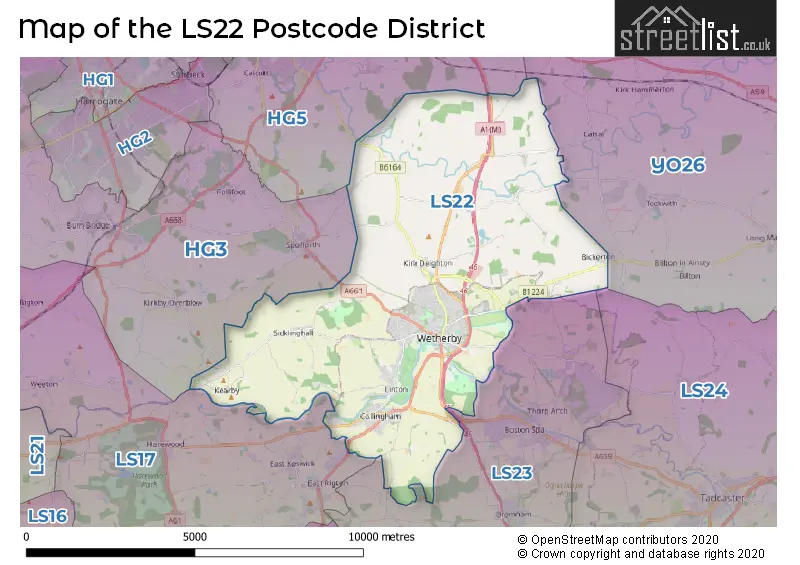 Map of the LS22 and surrounding districts
