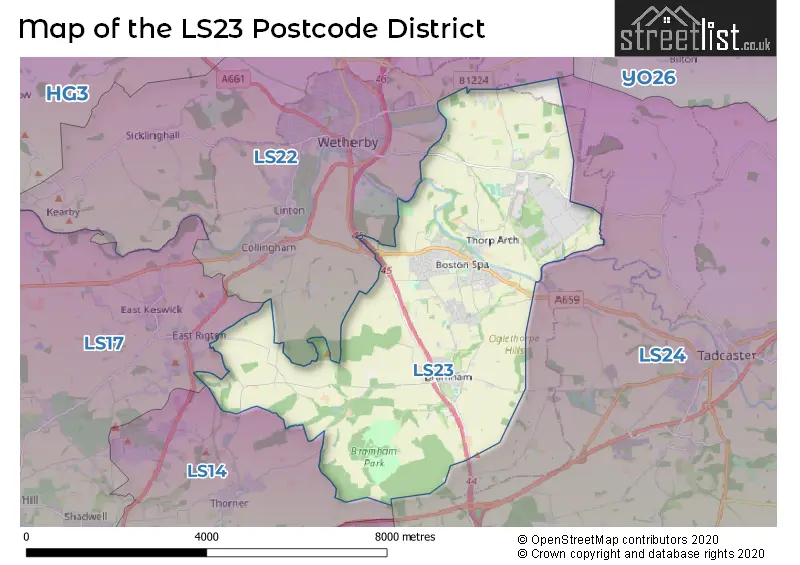 Map of the LS23 and surrounding districts