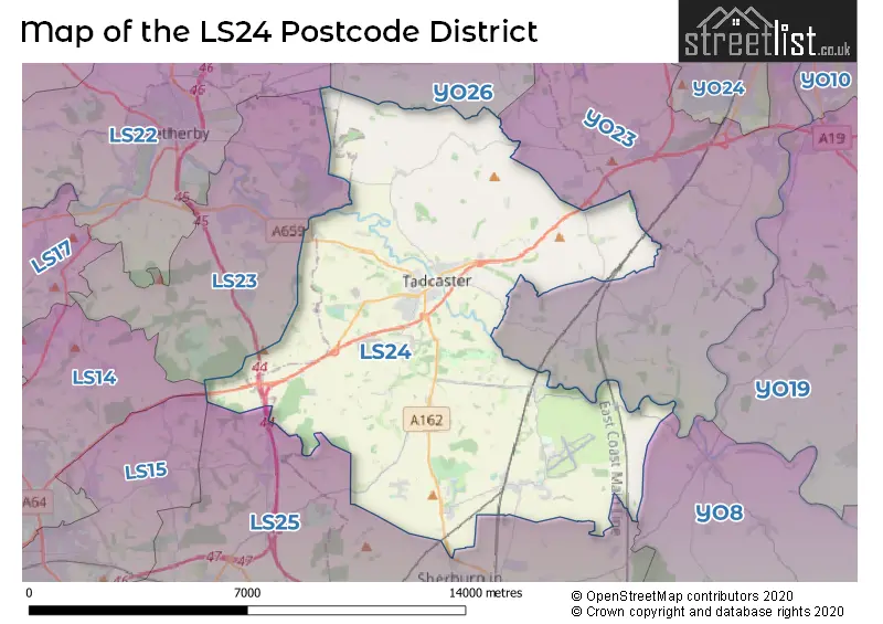 Map of the LS24 and surrounding districts