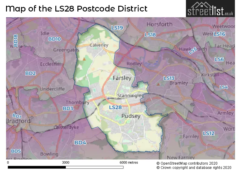 Map of the LS28 and surrounding districts