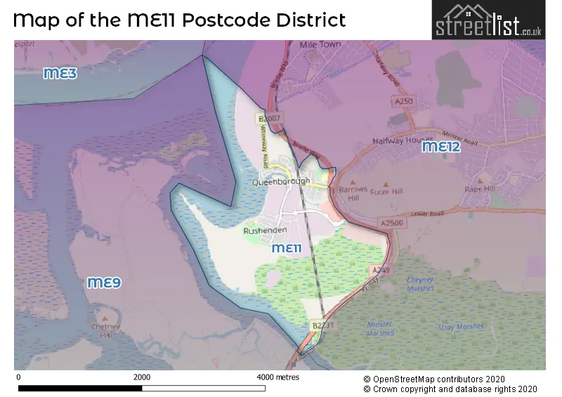 Map of the ME11 and surrounding districts