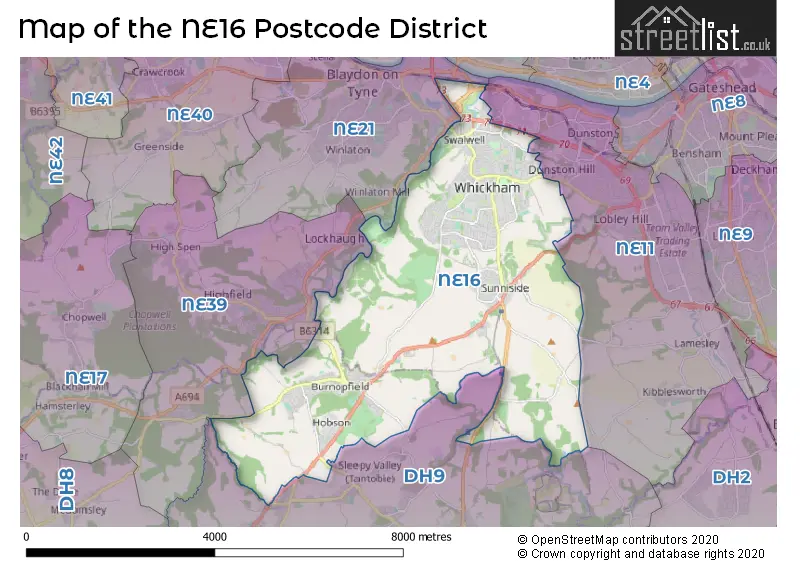 Map of the NE16 and surrounding districts