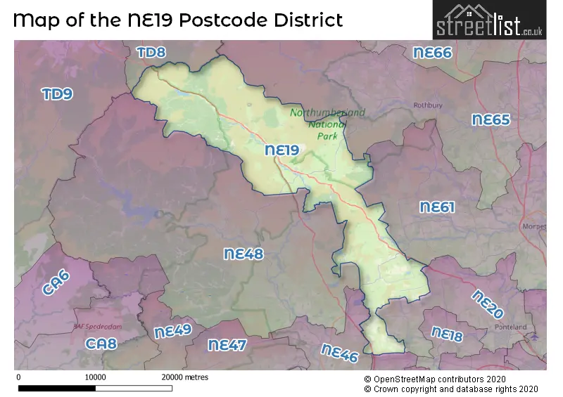 Map of the NE19 and surrounding districts