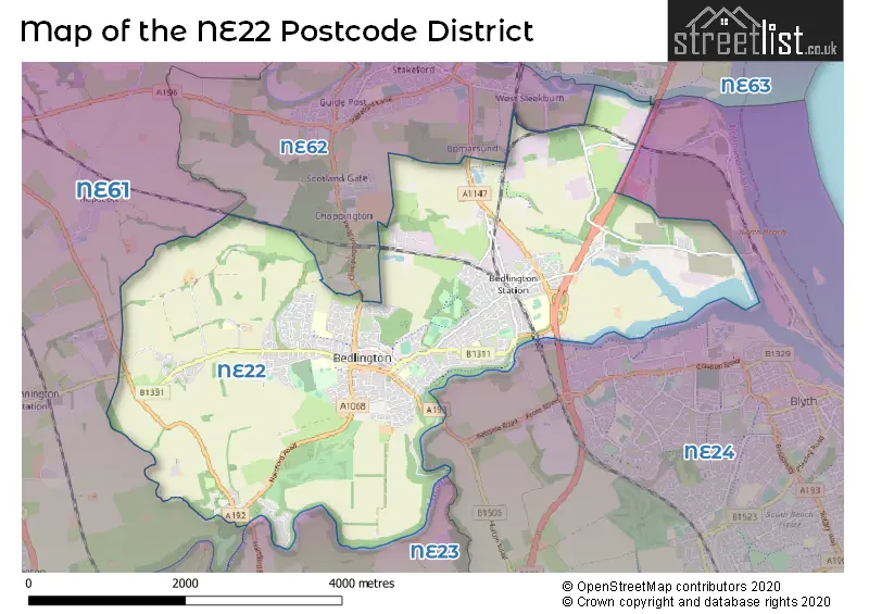 Map of the NE22 and surrounding districts