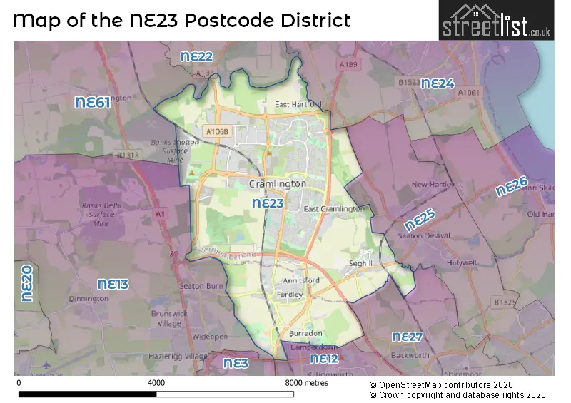 Map of the NE23 and surrounding districts