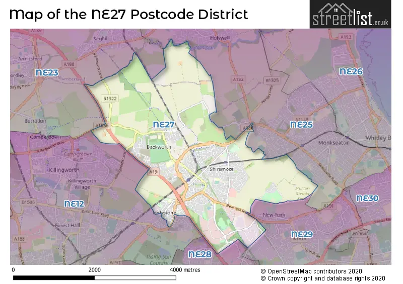 Map of the NE27 and surrounding districts