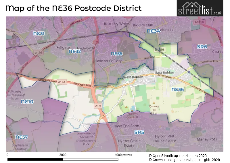 Map of the NE36 and surrounding districts