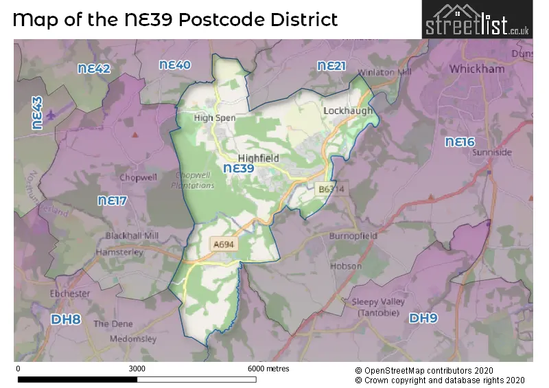 Map of the NE39 and surrounding districts