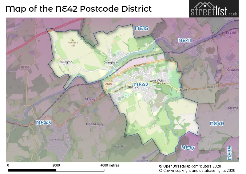 Map of the NE42 and surrounding districts