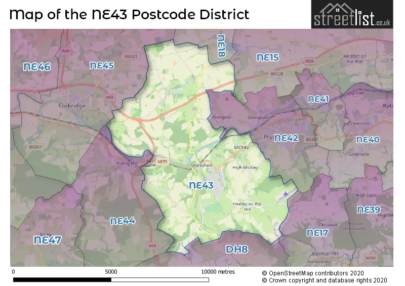 Map of the NE43 and surrounding districts