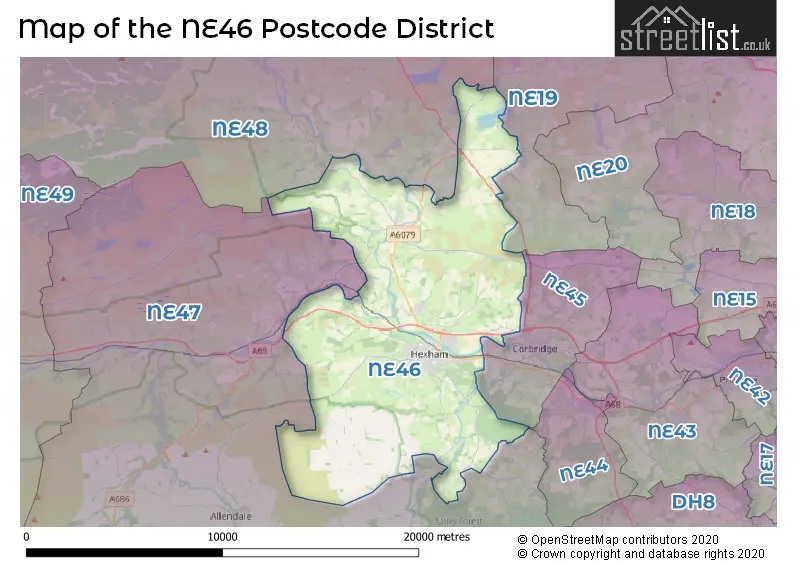 Map of the NE46 and surrounding districts