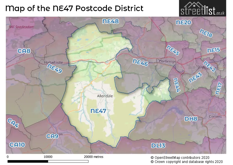 Map of the NE47 and surrounding districts