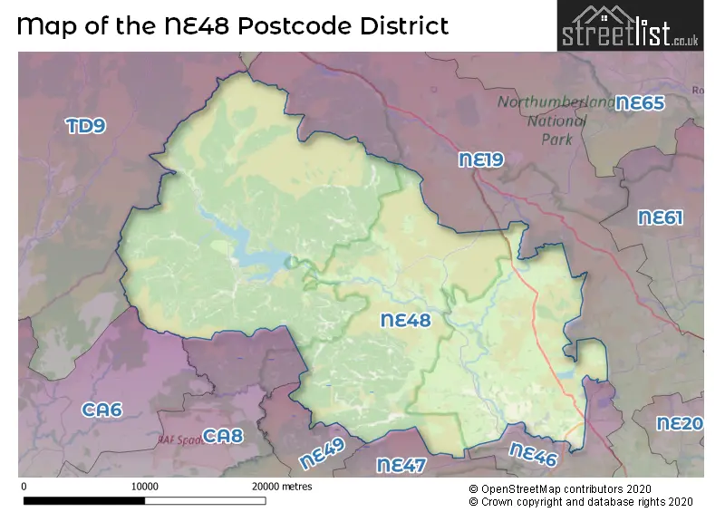 Map of the NE48 and surrounding districts