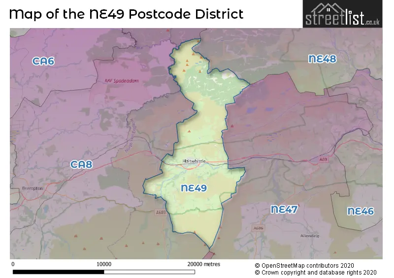 Map of the NE49 and surrounding districts