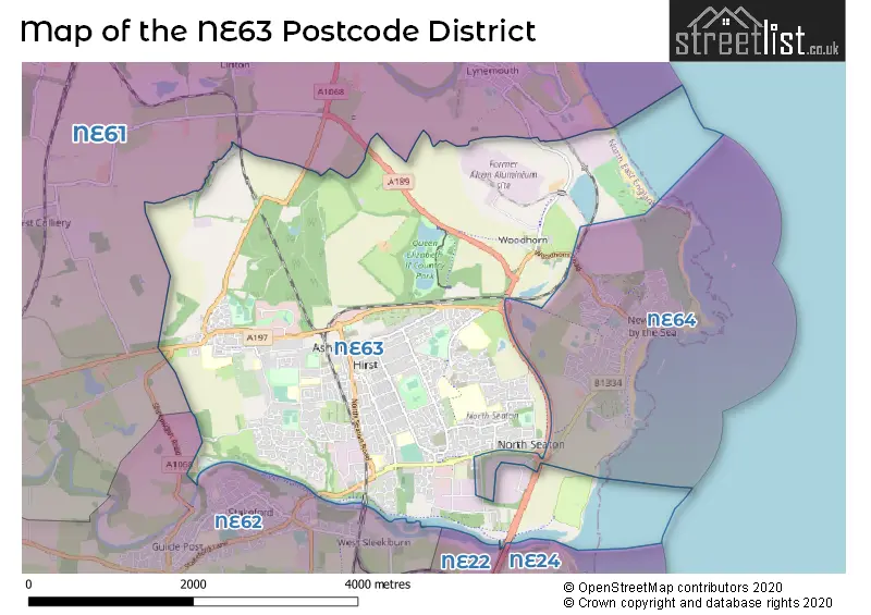 Map of the NE63 and surrounding districts