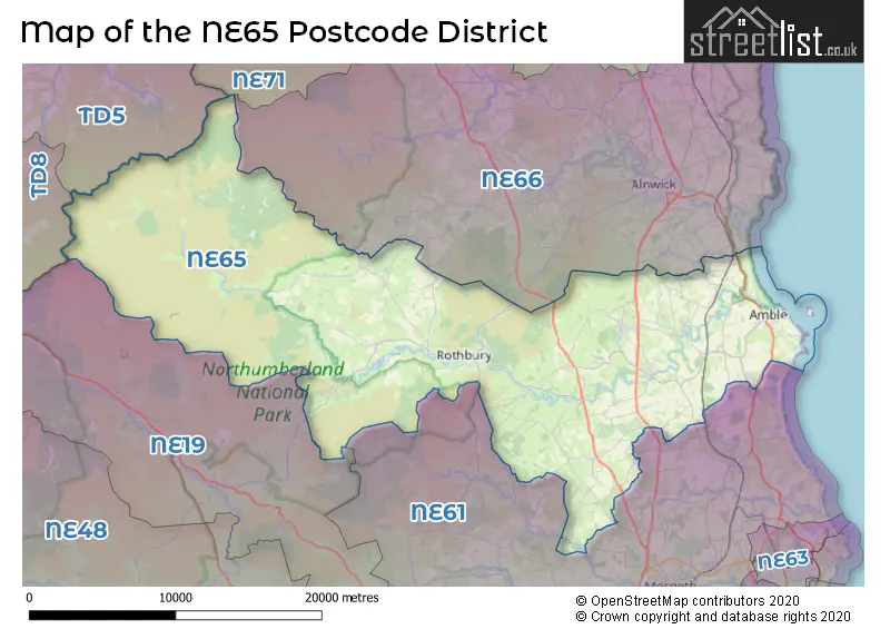 Map of the NE65 and surrounding districts