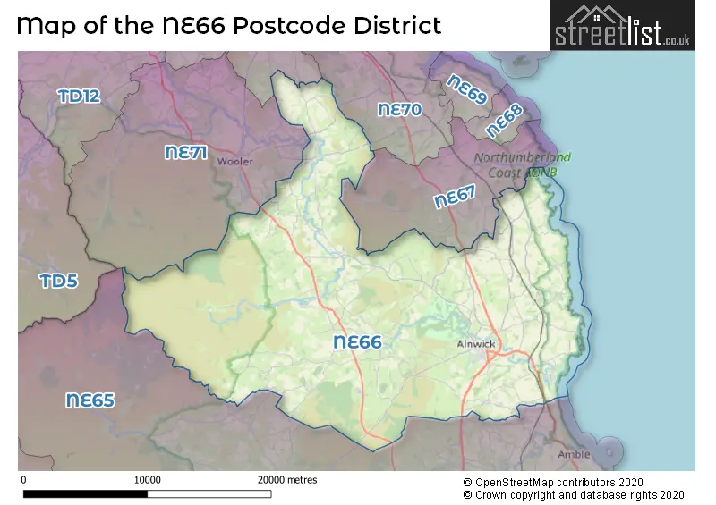 Map of the NE66 and surrounding districts