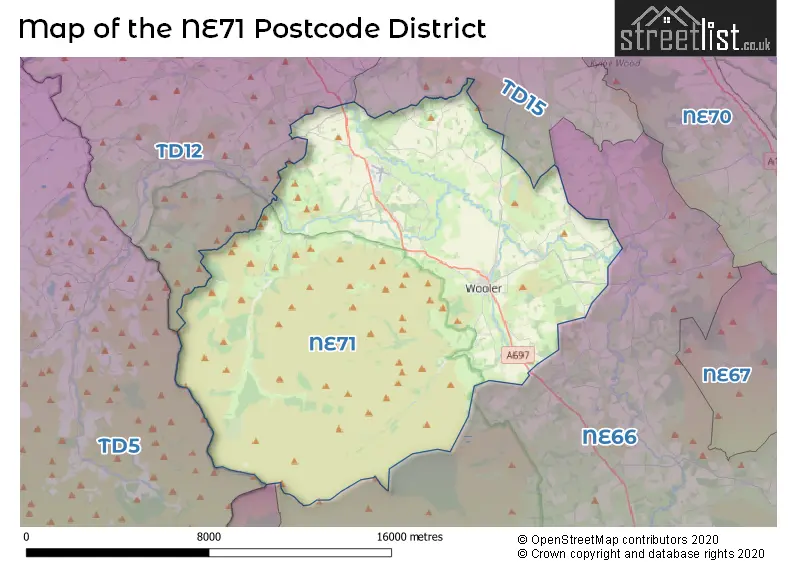 Map of the NE71 and surrounding districts