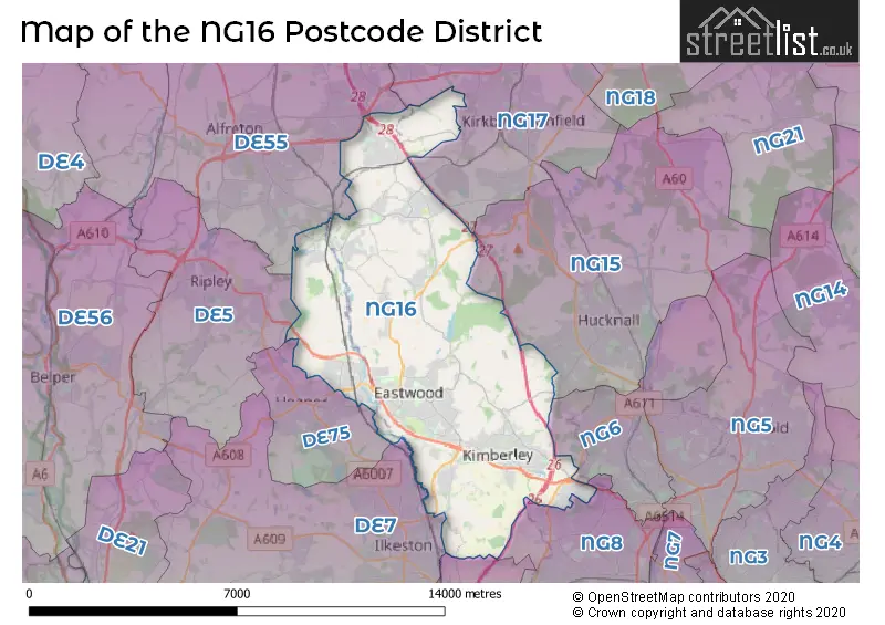 Map of the NG16 and surrounding districts