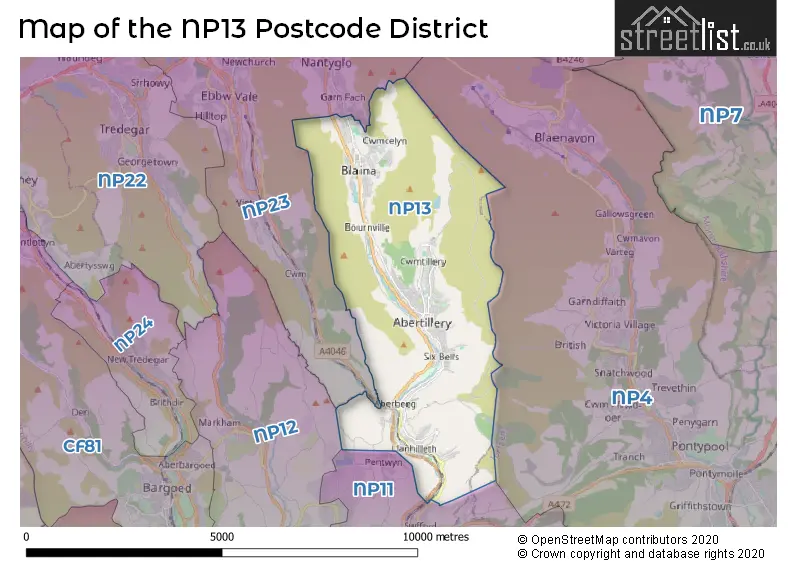 Map of the NP13 and surrounding districts