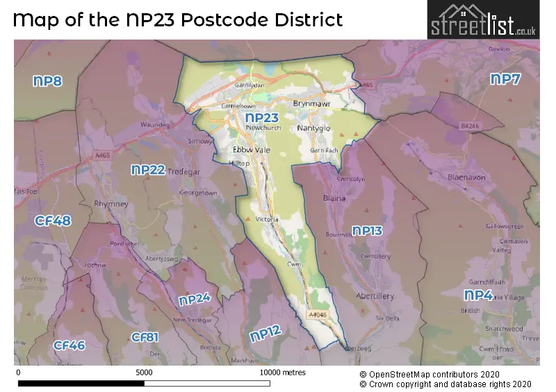 Map of the NP23 and surrounding districts