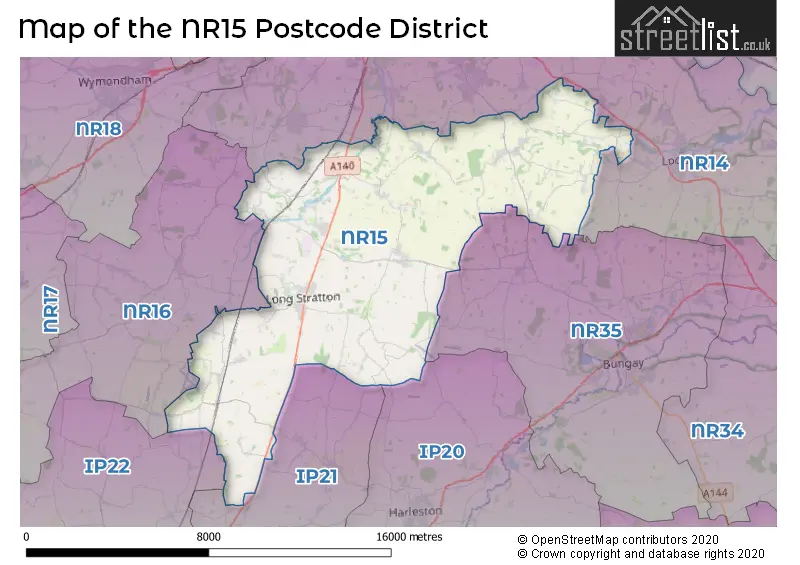 Map of the NR15 and surrounding districts