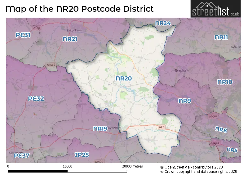 Map of the NR20 and surrounding districts
