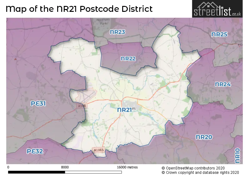 Map of the NR21 and surrounding districts