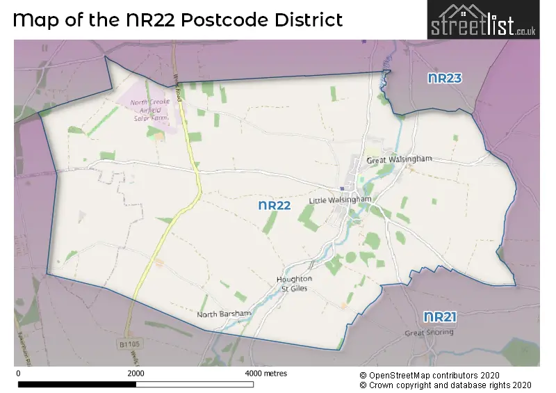 Map of the NR22 and surrounding districts